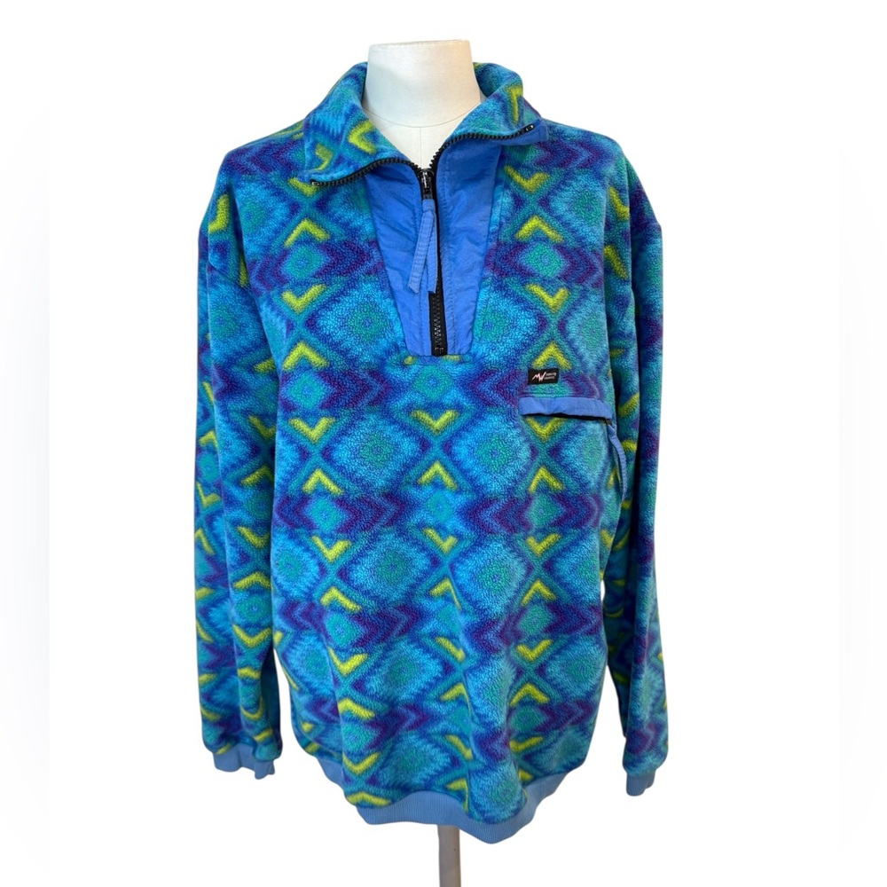 Vintage Wyoming Woolens Blue Fleece Pullover size Large
